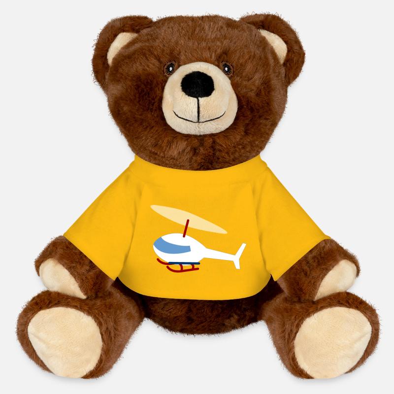 Hélicoptère blanc - Nounours RecycelBär® marron - jaune soleil
