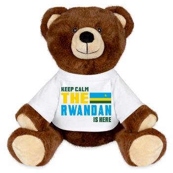 Keep Calm Ruanda Flaggen Design - MiniFeet® RecycelBär® Braun - Sonnengelb - Vorne