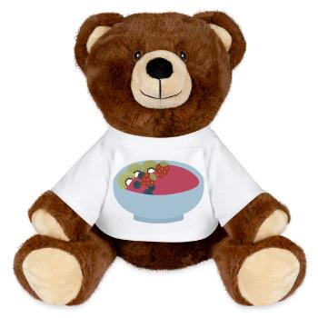 Frucht-Smoothie-Schüssel-Illustration - MiniFeet® RecycelBär® Braun - Sonnengelb - Vorne