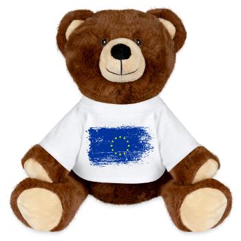 Pinselstrich EU-Flagge - MiniFeet® RecycelBär® Braun - Sonnengelb - Vorne
