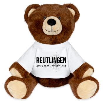 Koordinaten Reutlingen - MiniFeet® RecycelBär® Braun - Sonnengelb - Vorne