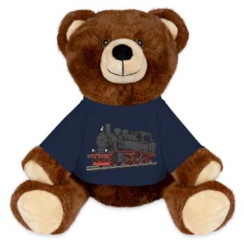 Lok Lokomotive Eisenbahn - MiniFeet® RecycelBär® Braun - French Navy - Vorne
