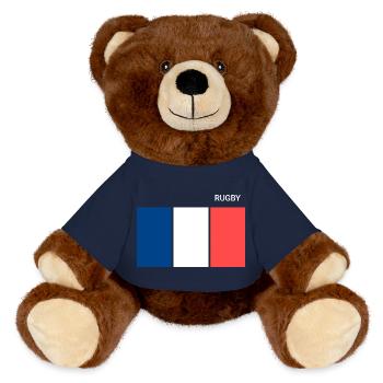 Rugby French Flag - MiniFeet® RecycelBär® Teddy Bear Brown - french navy - Front