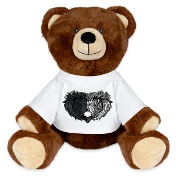 Double lion portrait in black and white - MiniFeet® RecycelBär® Teddy Bear Brown - sun yellow - Front