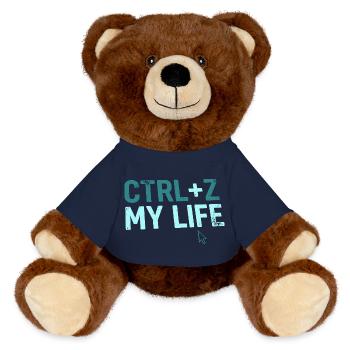 Développeur Sweat à capuche amusant, CTRL+Z My Life, Mug - Nounours RecycelBär® marron - bleu marine - Devant