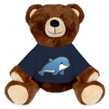 Blue dolphin – friendly sea friend - MiniFeet® RecycelBär® Teddy Bear Brown - french navy - Front