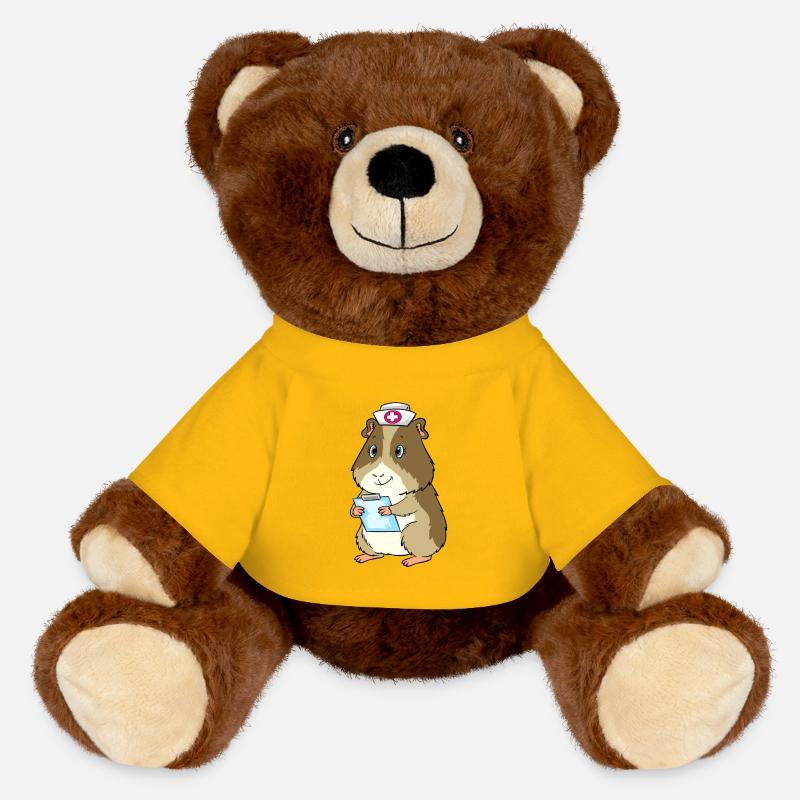 Meerschweinchen krankenschwester verkleidet - MiniFeet® RecycelBär® Braun - Sonnengelb