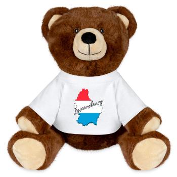 Drapeau du Luxembourg, fierté luxembourgeoise - Nounours RecycelBär® marron - jaune soleil - Devant