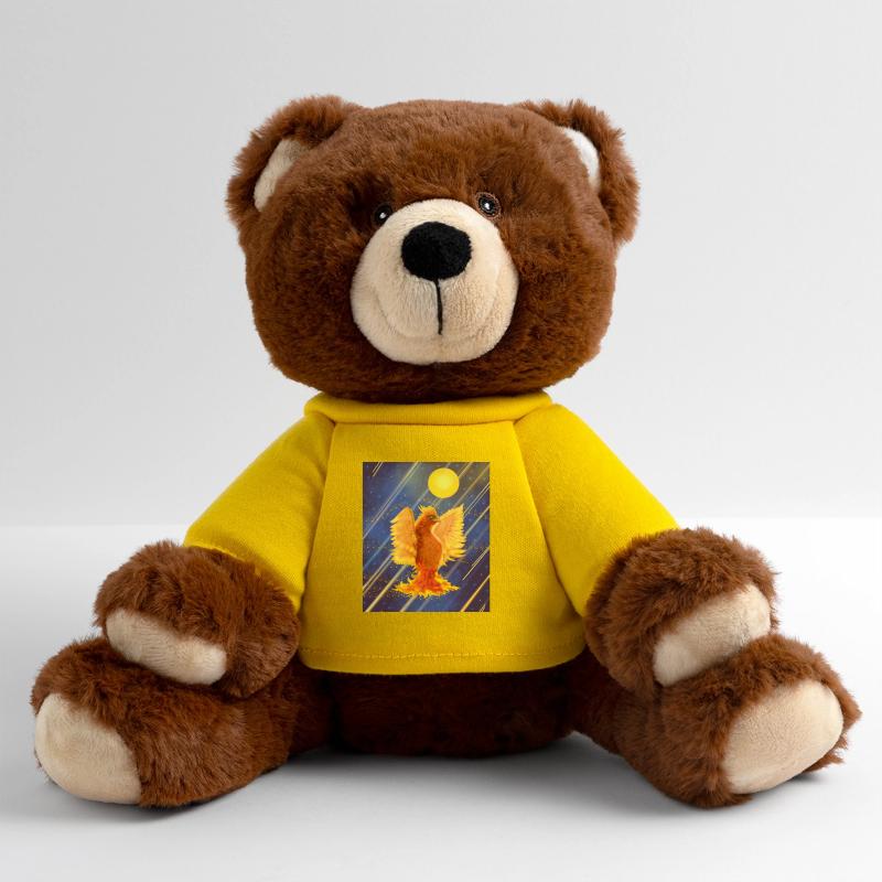 Kosmisch leuchtender Feuervogel: Cyber-Semurg MiniFeet® RecycelBär® Braun