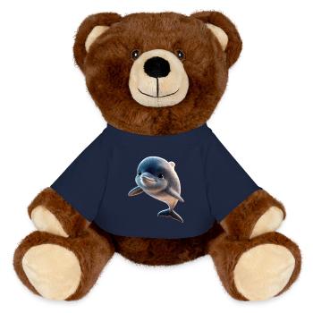Dauphin Plongeur Dauphins Océan Dauphins mignons Dauphin - Nounours RecycelBär® marron - bleu marine - Devant