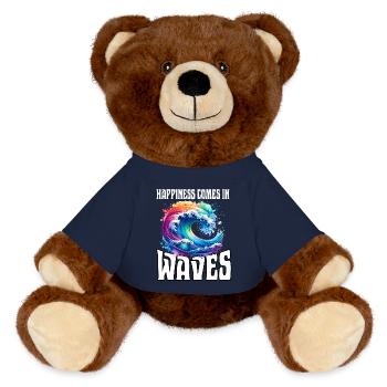 Le bonheur vient par vagues - Nounours RecycelBär® marron - bleu marine - Devant