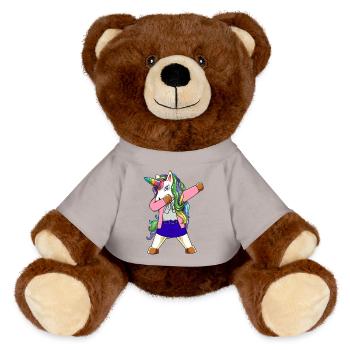 Davant un cadeau drôle d’enseignant licorne - Nounours RecycelBär® marron - jaune soleil - Devant