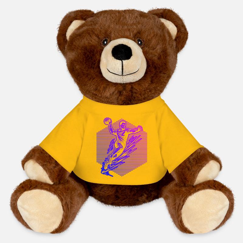 Clear handball message for men - MiniFeet® RecycelBär® Teddy Bear Brown - sun yellow