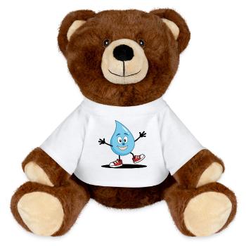 A funny water drop face in sneakers - MiniFeet® RecycelBär® Teddy Bear Brown - sun yellow - Front
