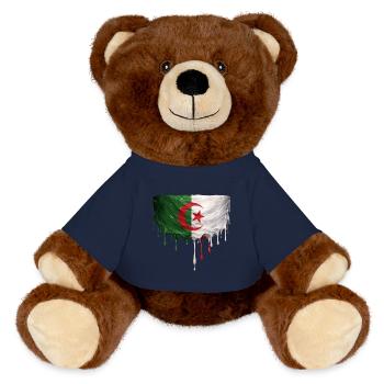 Algerian Flag Drop Art - MiniFeet® RecycelBär® Teddy Bear Brown - french navy - Front