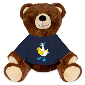 Schnorchelente mit Flossen - MiniFeet® RecycelBär® Braun - French Navy - Vorne