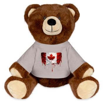 Drapeau canadien dégoulinant - Nounours RecycelBär® marron - jaune soleil - Devant