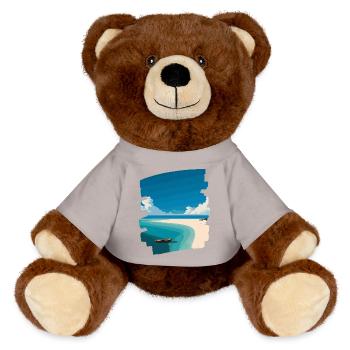 Photo de plage - Nounours RecycelBär® marron - jaune soleil - Devant