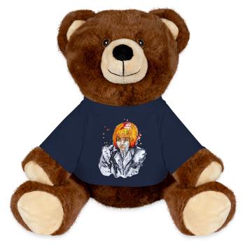 Shy illustration watercolor carographic - MiniFeet® RecycelBär® Teddy Bear Brown - french navy - Front