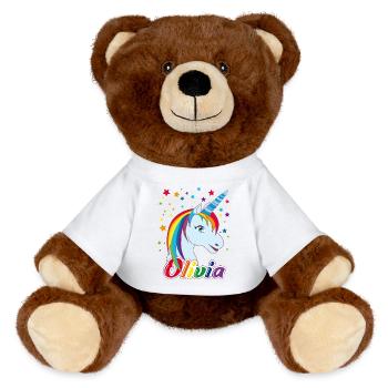 Unicorn Olivia Rainbow - MiniFeet® RecycelBär® Teddy Bear Brown - sun yellow - Front