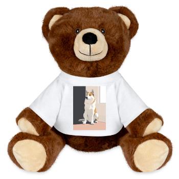 Pretty husky in the shade - MiniFeet® RecycelBär® Teddy Bear Brown - sun yellow - Front