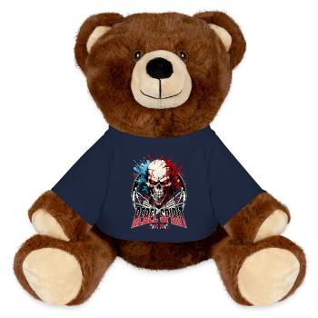 crâne squelette moto motard gang - Nounours RecycelBär® marron - bleu marine - Devant