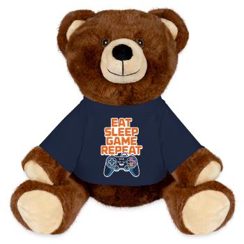 Essen, Schlaf Spiel Wiederholen - MiniFeet® RecycelBär® Braun - French Navy - Vorne
