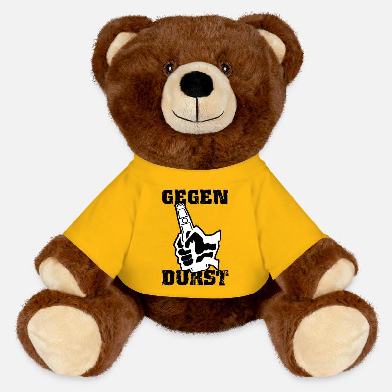 Gegen Durst - MiniFeet® RecycelBär® Braun - Sonnengelb