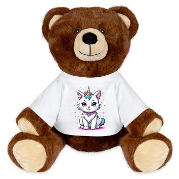 Süße Katzeneinhorn - MiniFeet® RecycelBär® Braun - Sonnengelb - Vorne