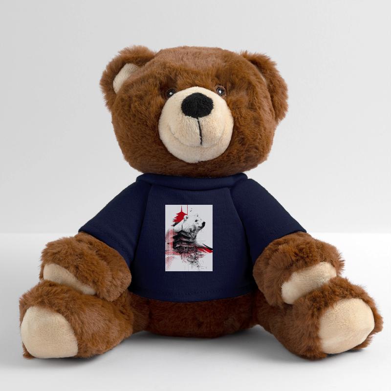 Beren en Pagodes in rode gravure MiniFeet® RecycelBär® bruin