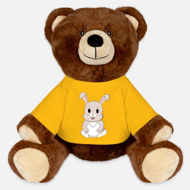 Lapin mignon kawaii - Nounours RecycelBär® marron - jaune soleil