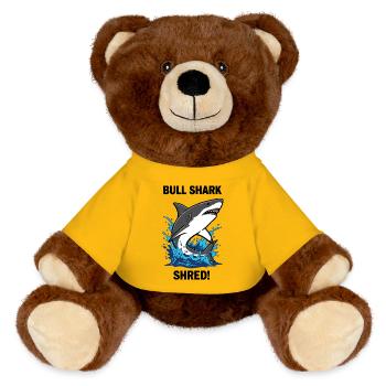Requin Bouledogue Shred Shark Mer Bull - Nounours RecycelBär® marron - jaune soleil - Devant