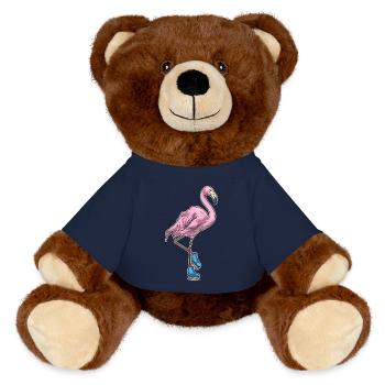 Flamingo Eislaufen Schlittschuhe Wintersport - MiniFeet® RecycelBär® Braun - French Navy - Vorne