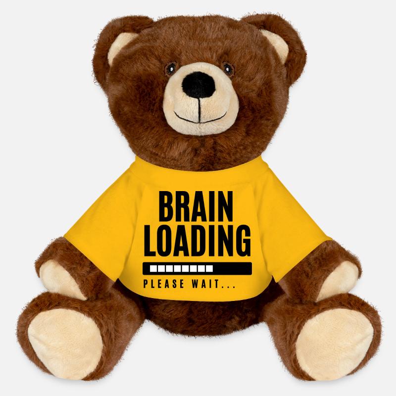 Brain Loading Please Wait - MiniFeet® RecycelBär® Teddy Bear Brown - sun yellow