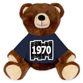 Année 1970 - Nounours RecycelBär® marron - bleu marine - Devant