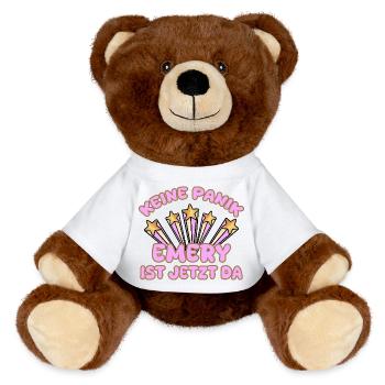 Nom de femme Emery - Nounours RecycelBär® marron - jaune soleil - Devant