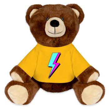 Éclair au néon psychédélique - Nounours RecycelBär® marron - jaune soleil - Devant