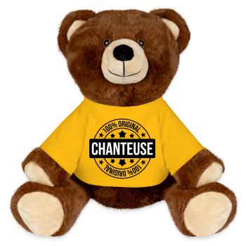 Singer - Singing - Song - MiniFeet® RecycelBär® Teddy Bear Brown - sun yellow - Front