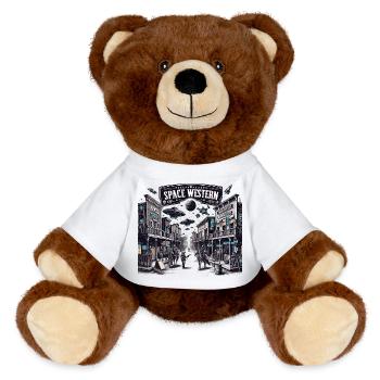 Scène de la Ville Western Spatiale - Nounours RecycelBär® marron - jaune soleil - Devant