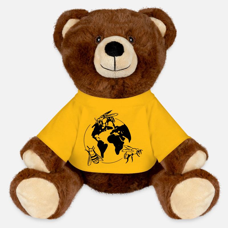 Save the bees - MiniFeet® RecycelBär® Teddy Bear Brown - sun yellow