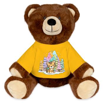 Tigerbaby im Regenbogenland - MiniFeet® RecycelBär® Braun - Sonnengelb - Vorne