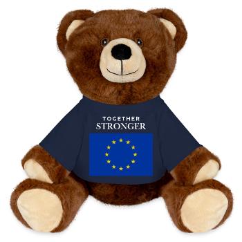 Drapeau européen plus fort ensemble - Nounours RecycelBär® marron - bleu marine - Devant