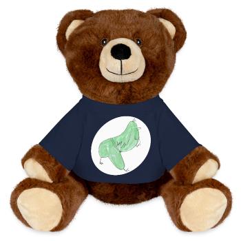 Minimalist Abstract Green Bird - MiniFeet® RecycelBär® Teddy Bear Brown - french navy - Front