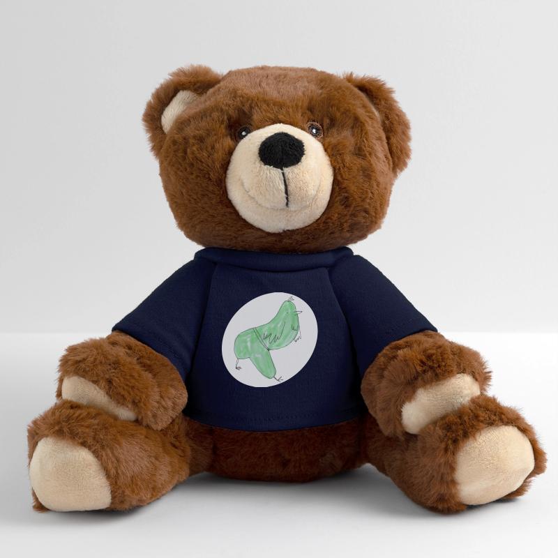 Oiseau vert abstrait minimaliste Nounours RecycelBär® marron