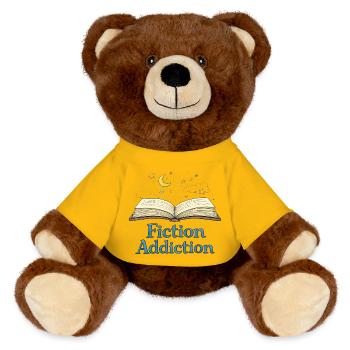 Livre ouvert de l’addiction à la fiction - Nounours RecycelBär® marron - jaune soleil - Devant