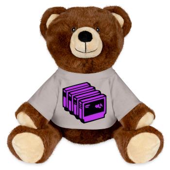 Retro Spiele Kassette Nerd - MiniFeet® RecycelBär® Braun - Sonnengelb - Vorne