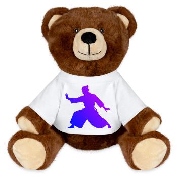 Selbstverteidigung Geschenkidee für Aikido-Prüfung - MiniFeet® RecycelBär® Braun - Sonnengelb - Vorne