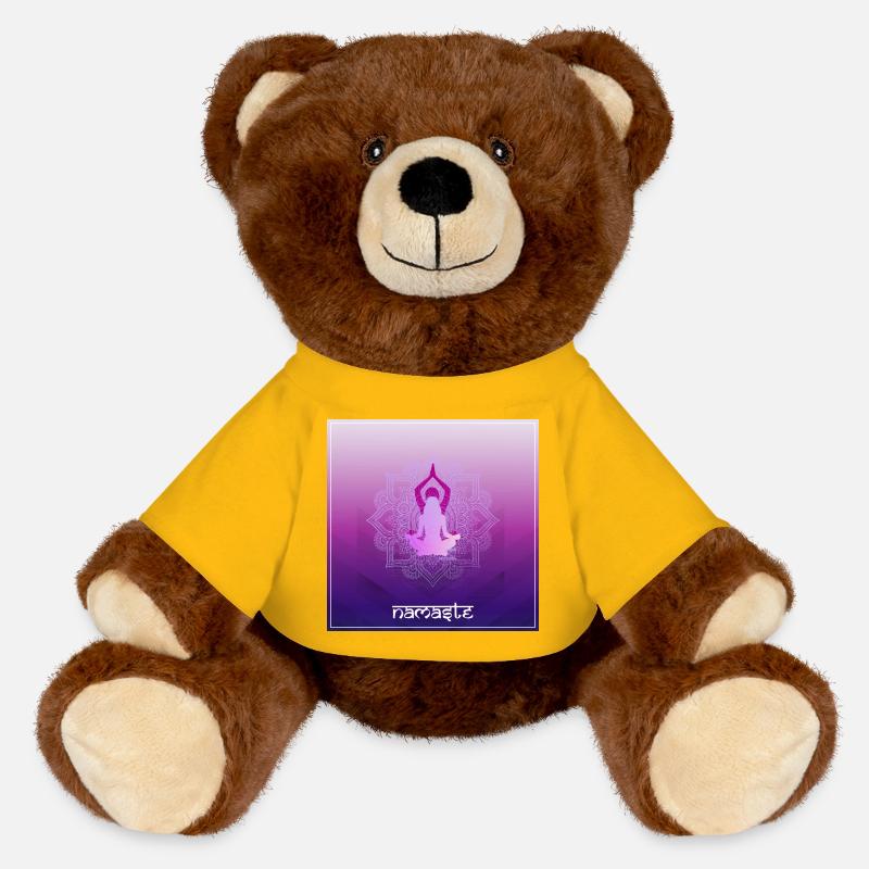 affiche de yoga mandala - Nounours RecycelBär® marron - jaune soleil