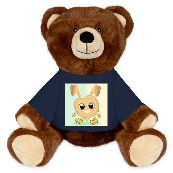 Lapin de Pâques aux pois chiches - Nounours RecycelBär® marron - bleu marine - Devant