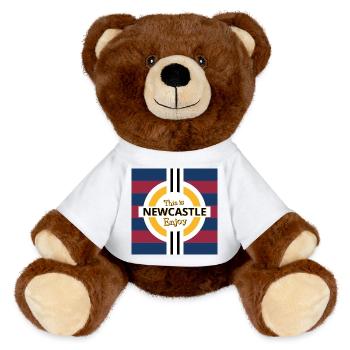 This is Newcastle Enjoy - MiniFeet® RecycelBär® Teddy Bear Brown - sun yellow - Front